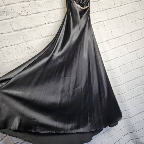 Jessica McClintock For Gunne Sax Womens Black Halter Maxi Formal Dress Size 3/4 - Picture 5 of 13
